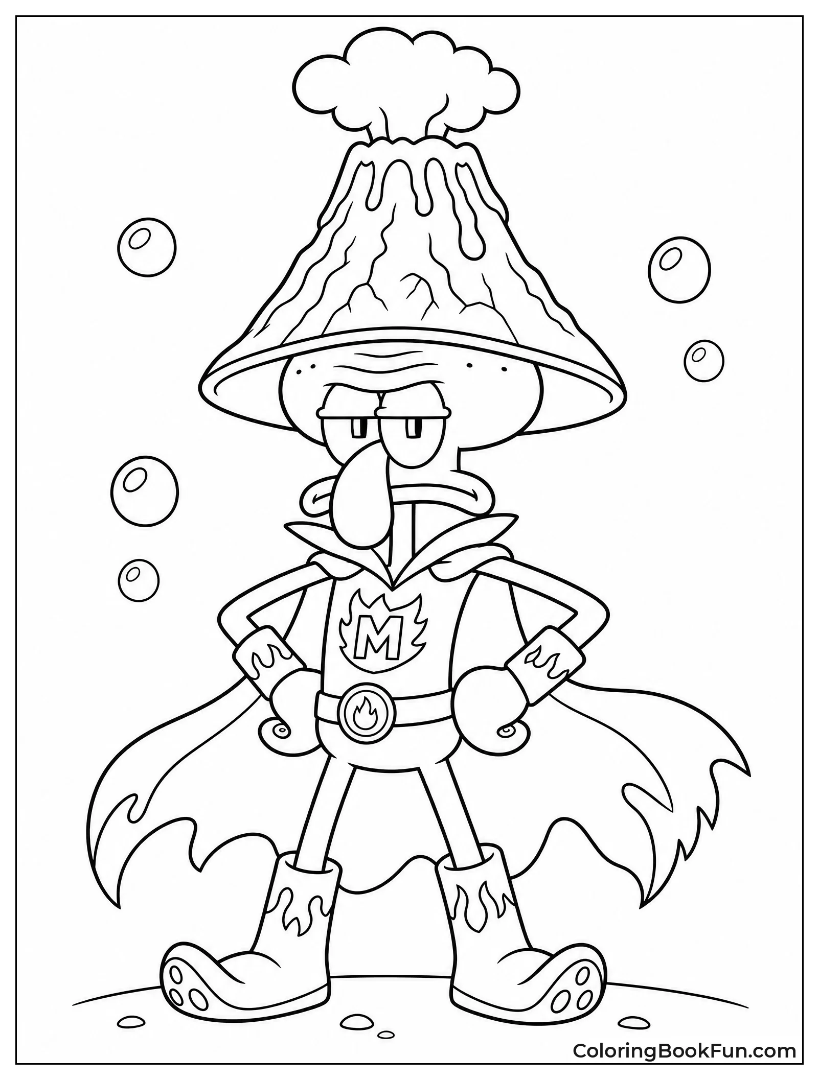 Squidward as Captain Magma