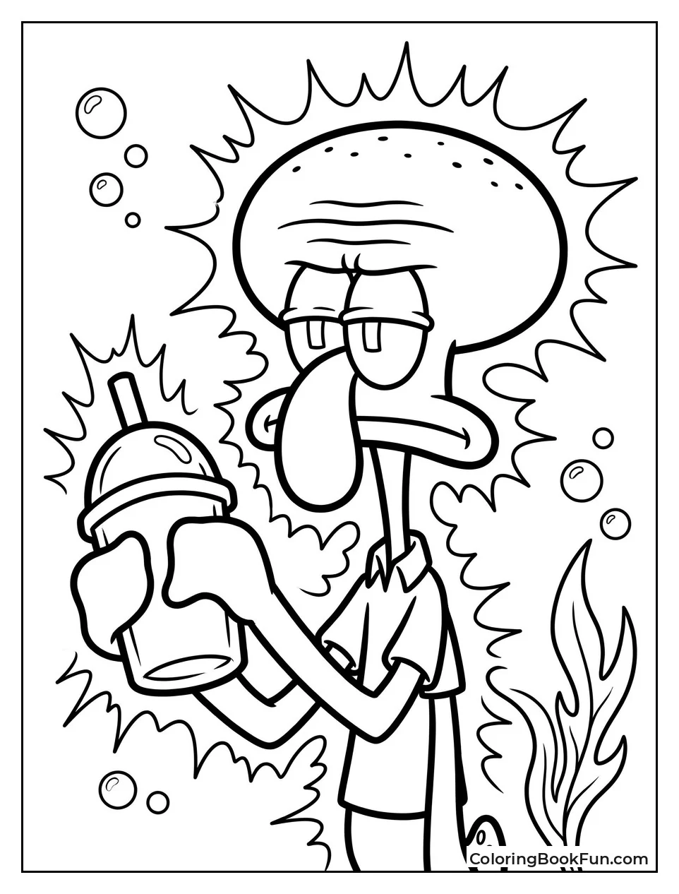 Squidward Glowing from Kelp Shakes