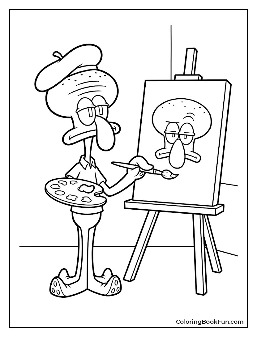 Squidward Painting His Own Portrait