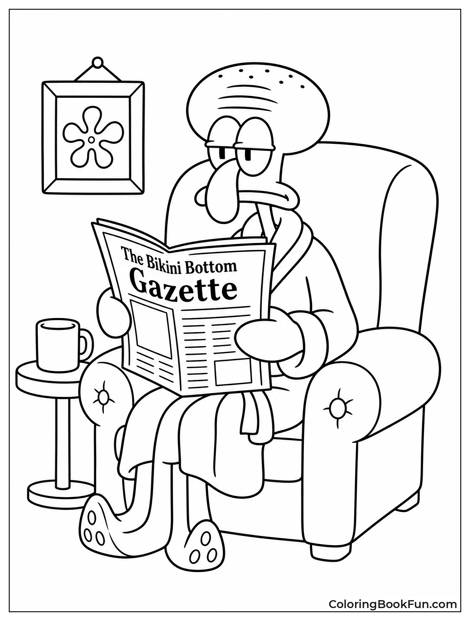 Squidward Reading the Morning News