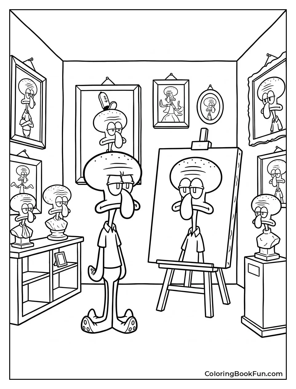 Squidward in His Art Gallery