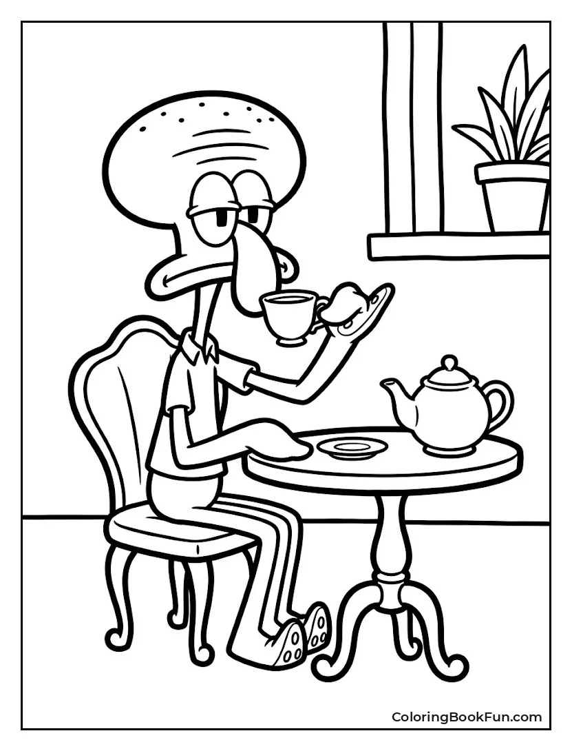 Squidward Enjoying His Afternoon Tea
