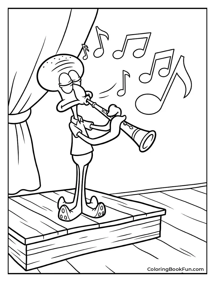 Squidward Playing His Clarinet