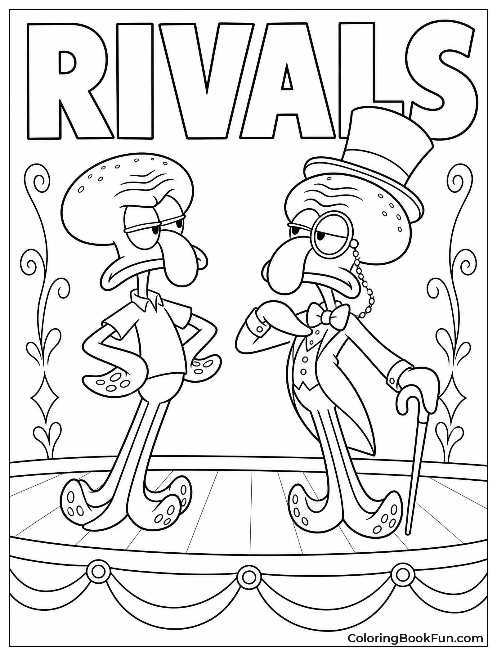 Squidward Facing Squilliam Fancyson