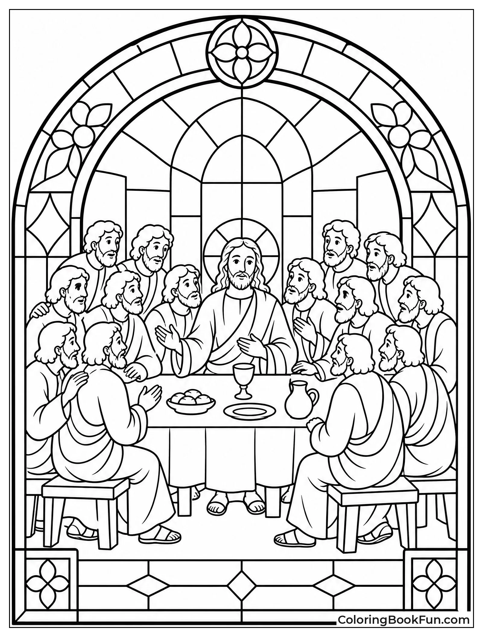 Colorful Stained Glass Last Supper