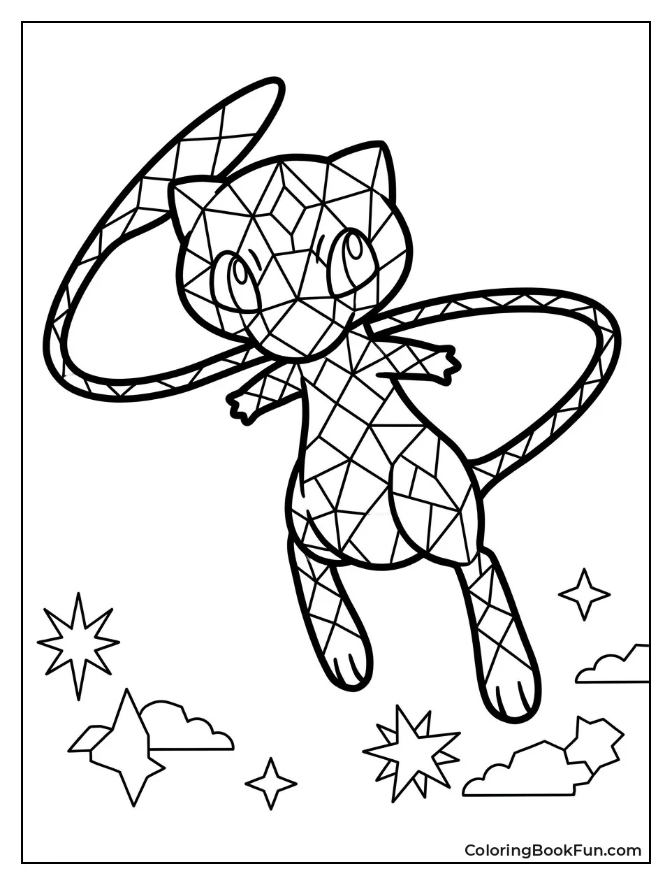 Mew in Colorful Stained Glass