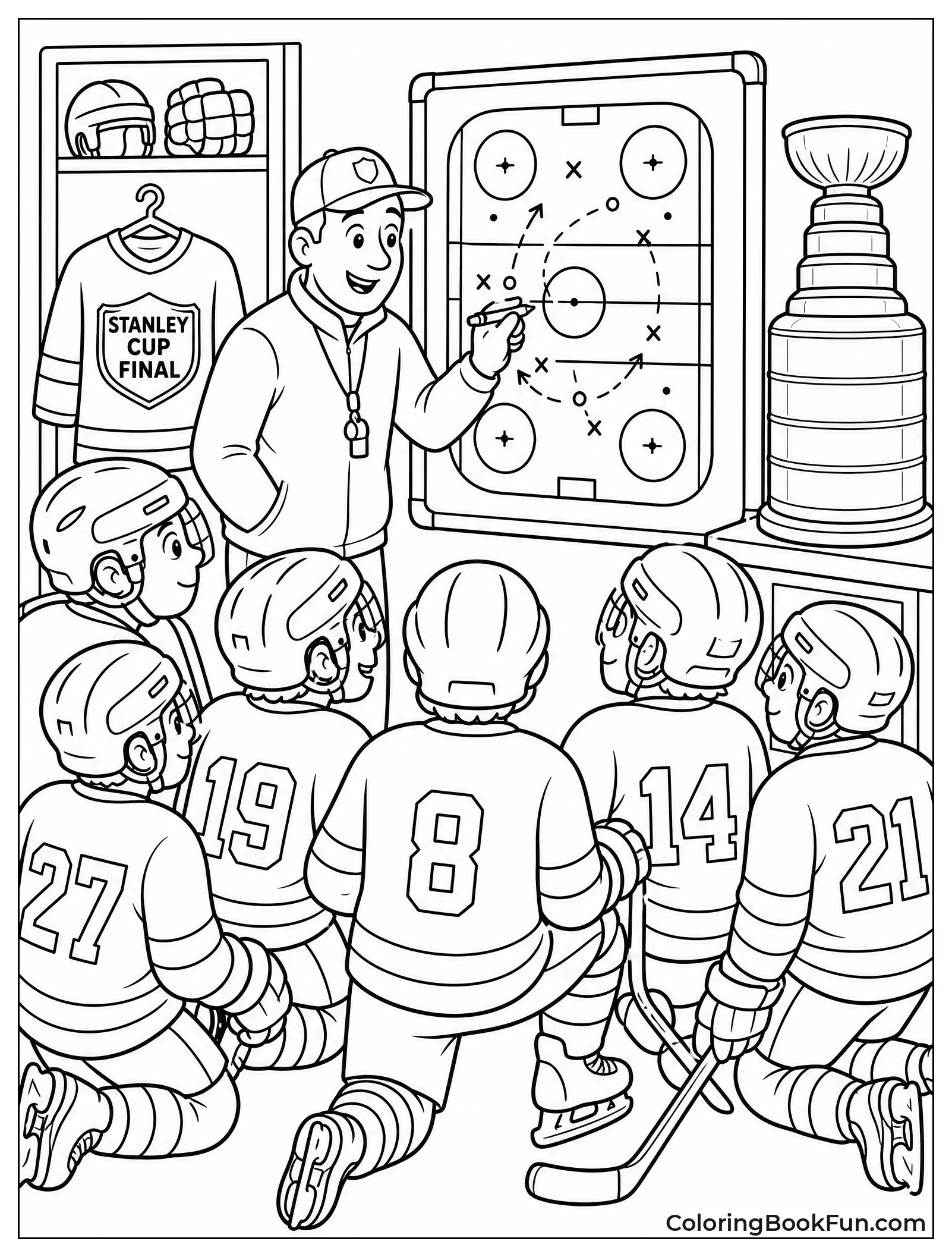 Coach Draws Plays on Whiteboard