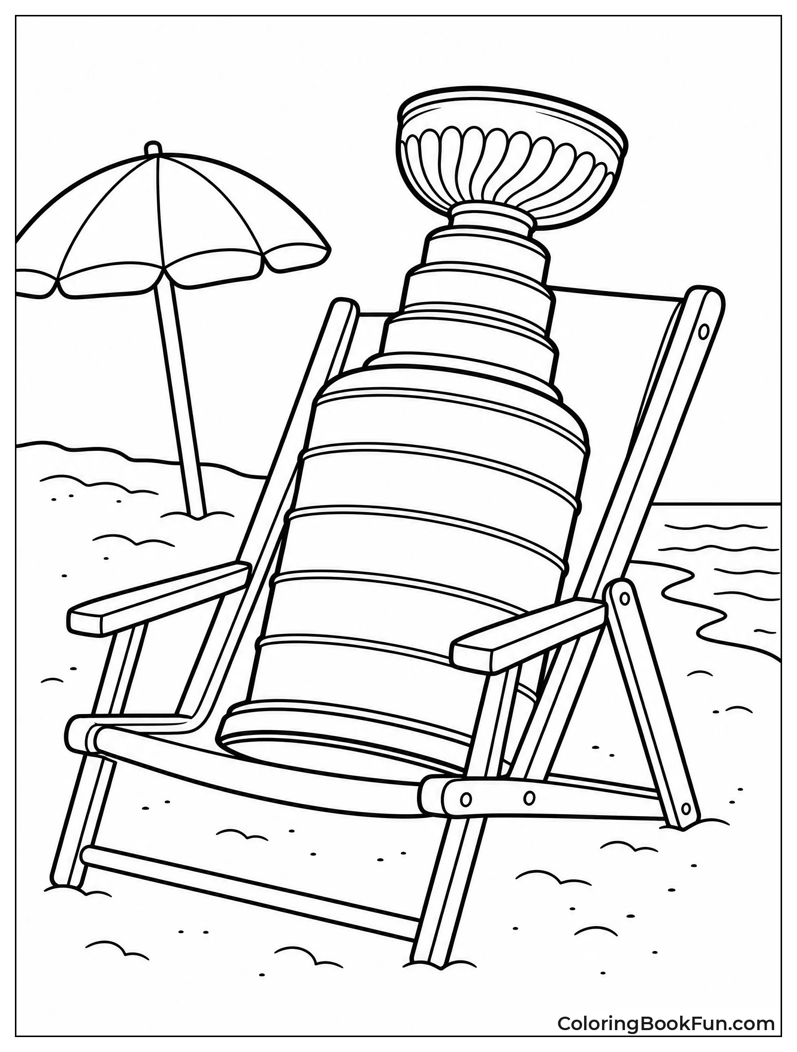 Stanley Cup Rests on Beach Chair