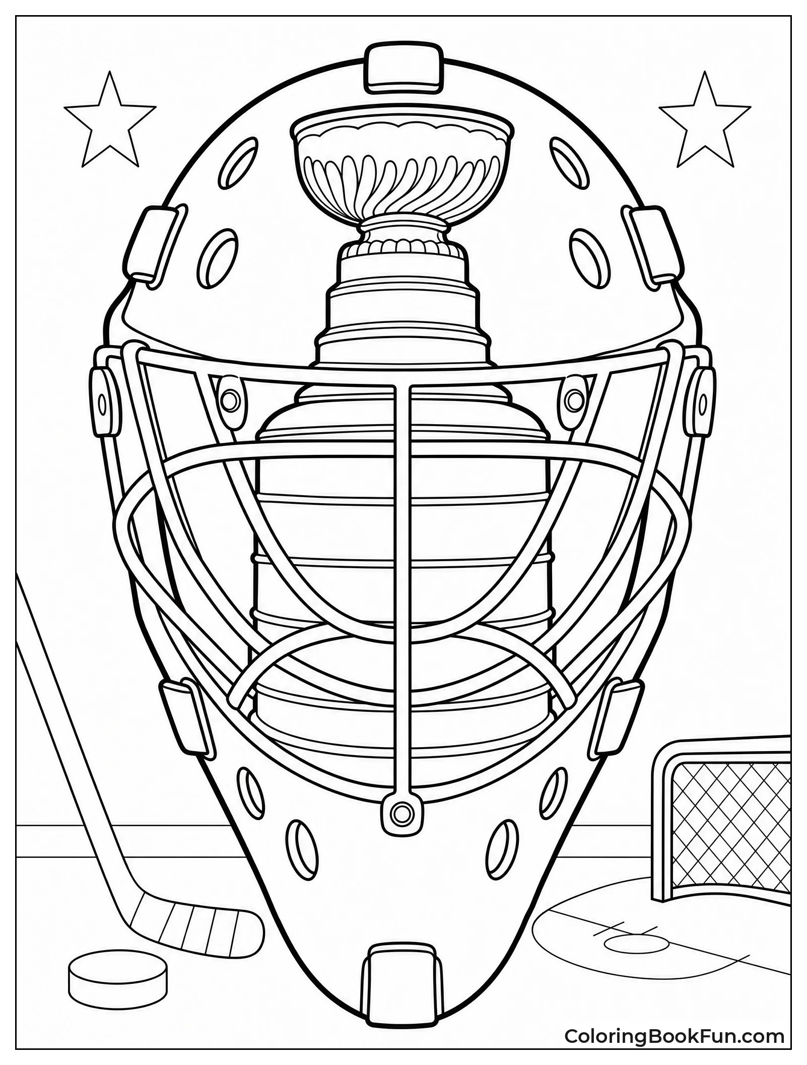 Goalie Mask Features Cup Mural
