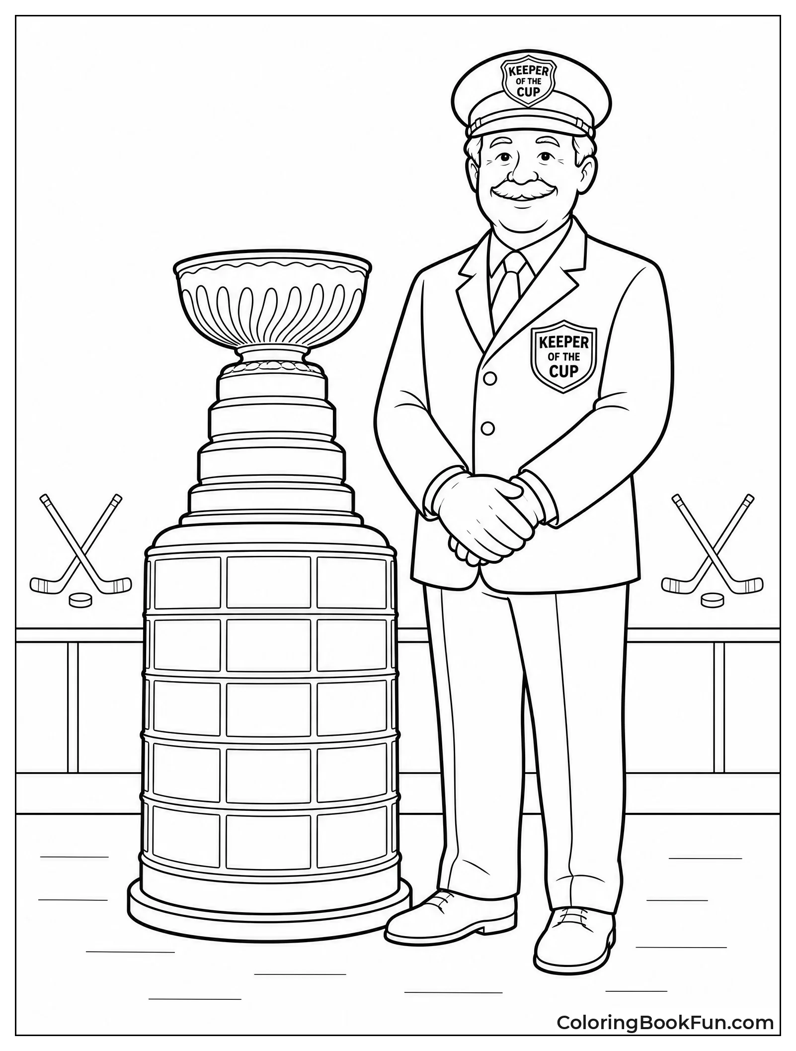 Keeper Stands Proudly by Trophy