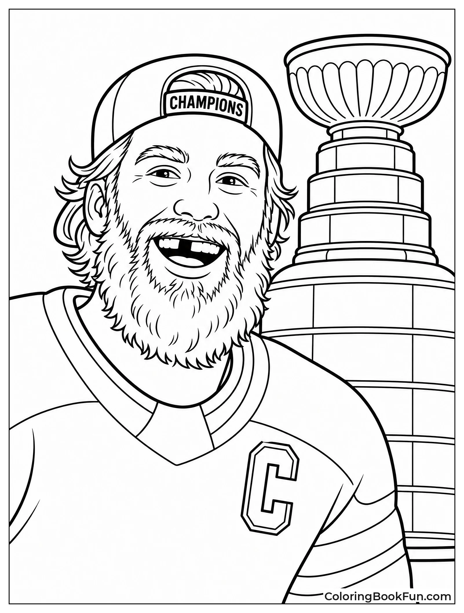 Player Smiles with Playoff Beard