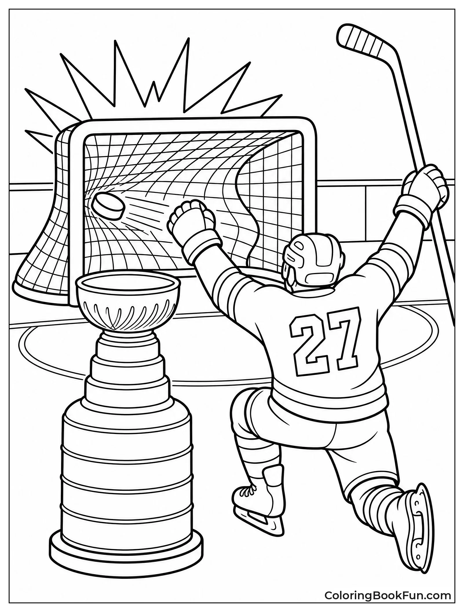 Puck Stretches Back of Net