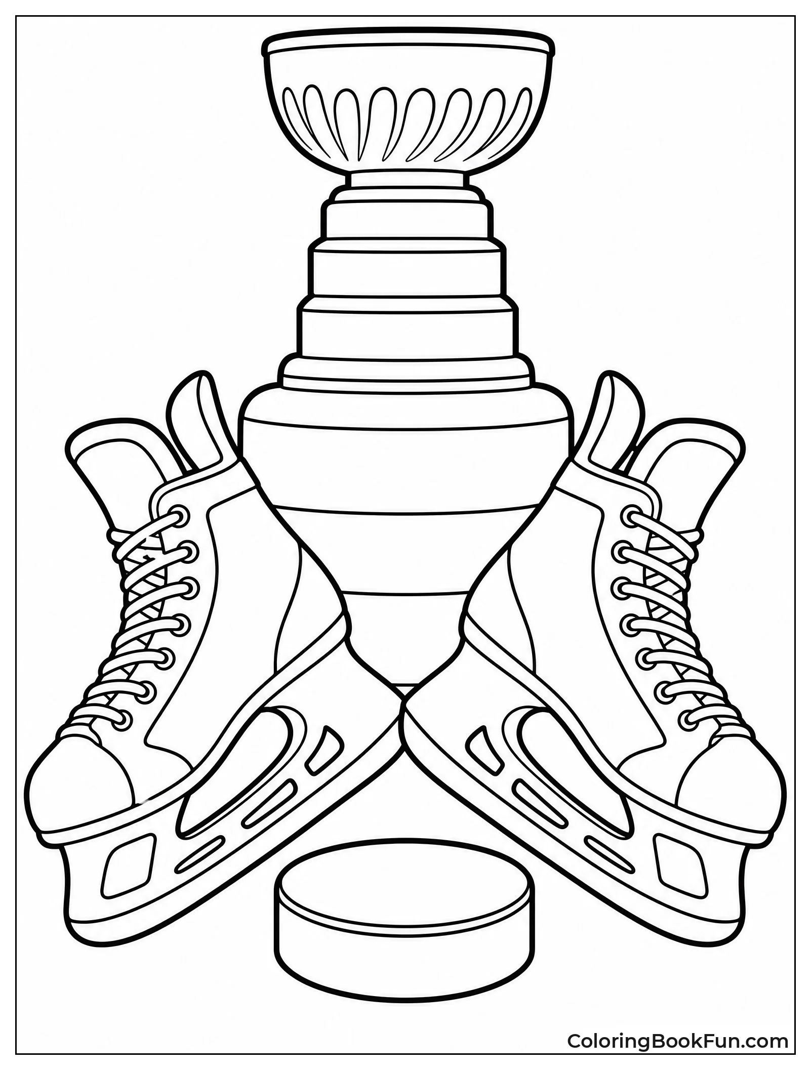 Skates Cross with Puck and Cup