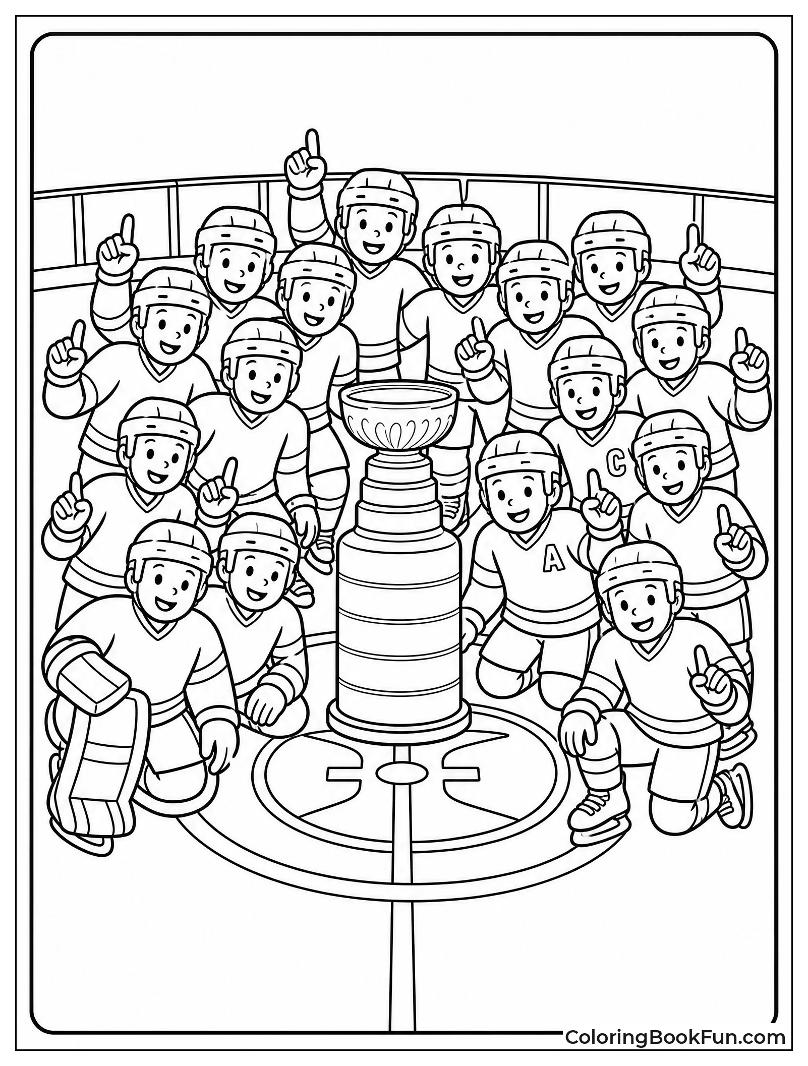 Team Gathers Around Stanley Cup