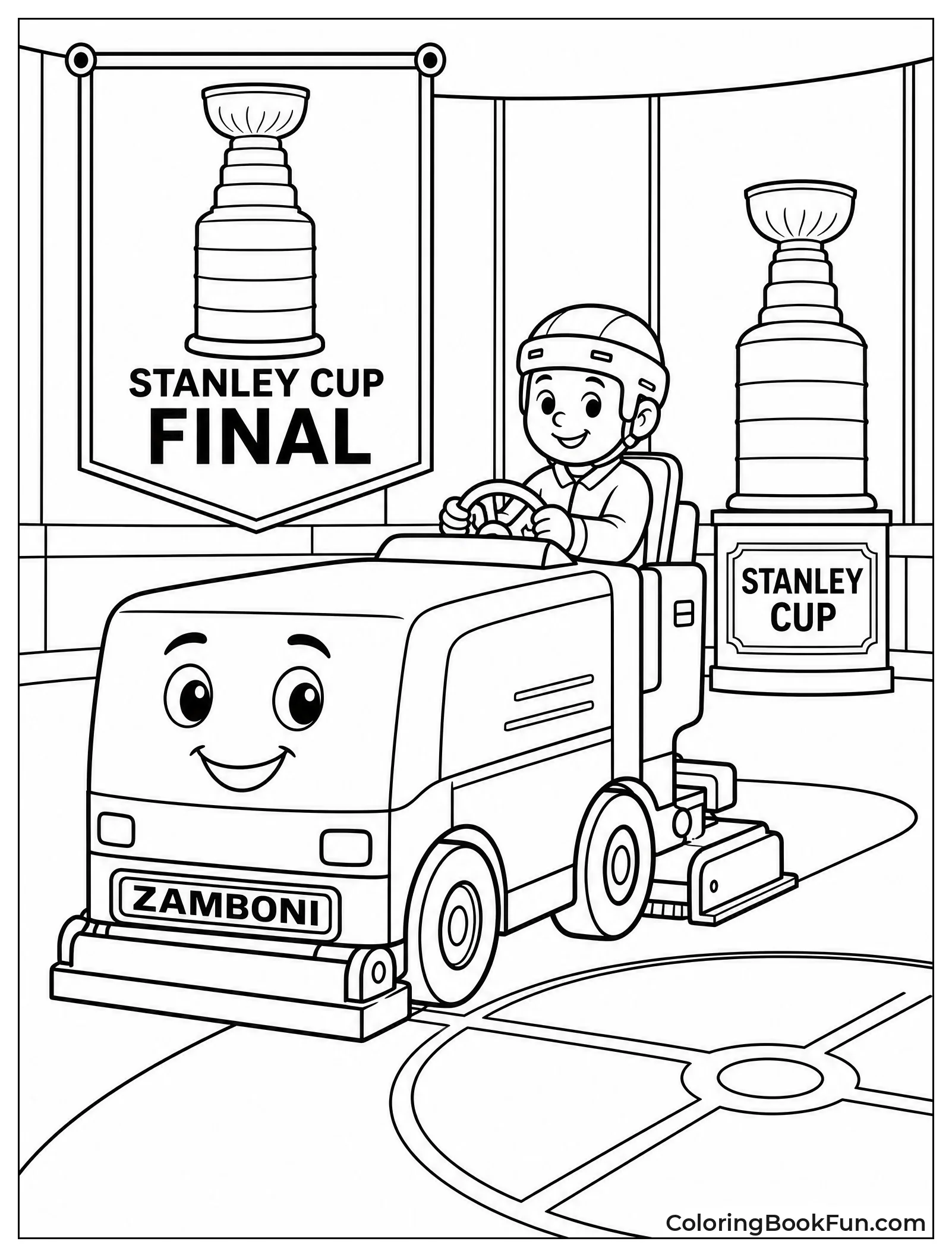 Zamboni Smooths Ice Before Game