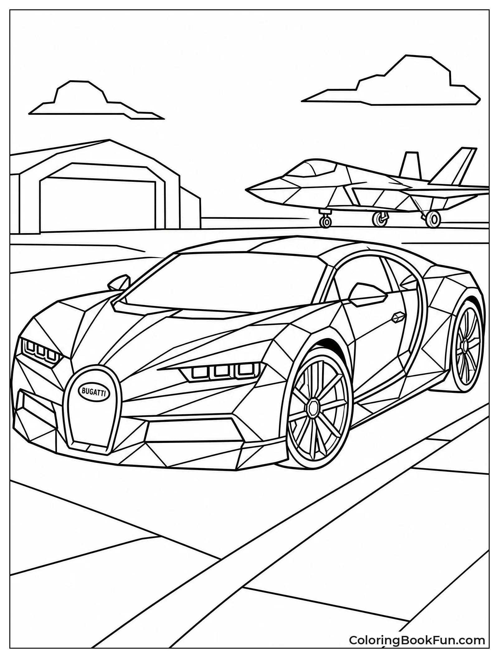 Sharp Polygon Bugatti in Stealth Fighter Style