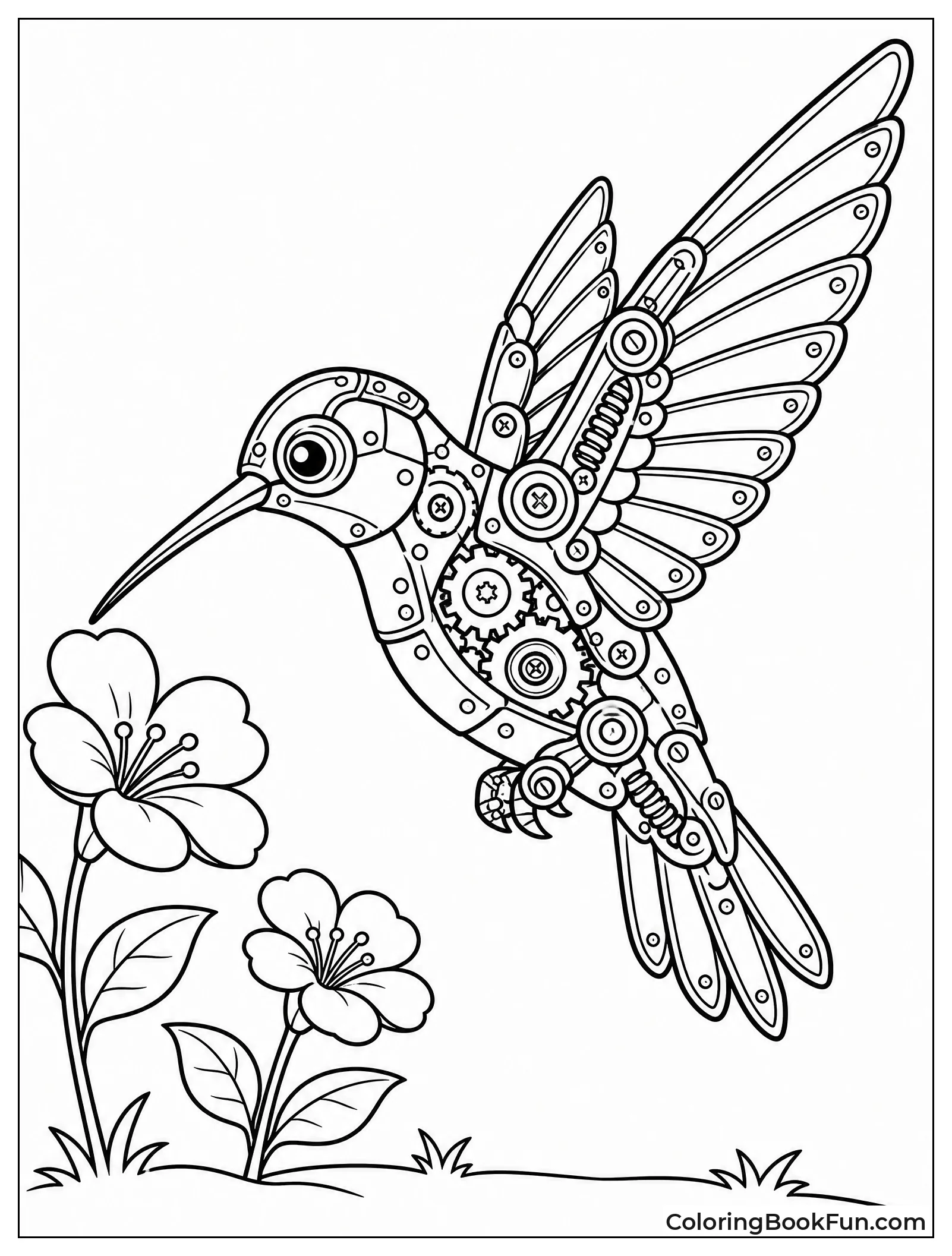 Steampunk Hummingbird With Metal Gears