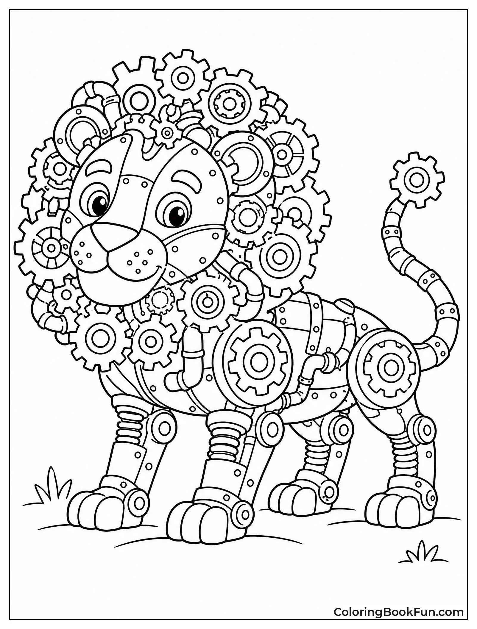 Steampunk Lion Made of Gears
