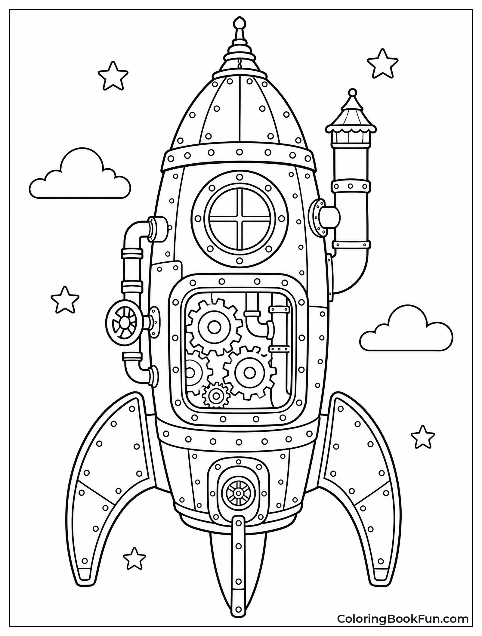 Steampunk Rocket with Brass Parts