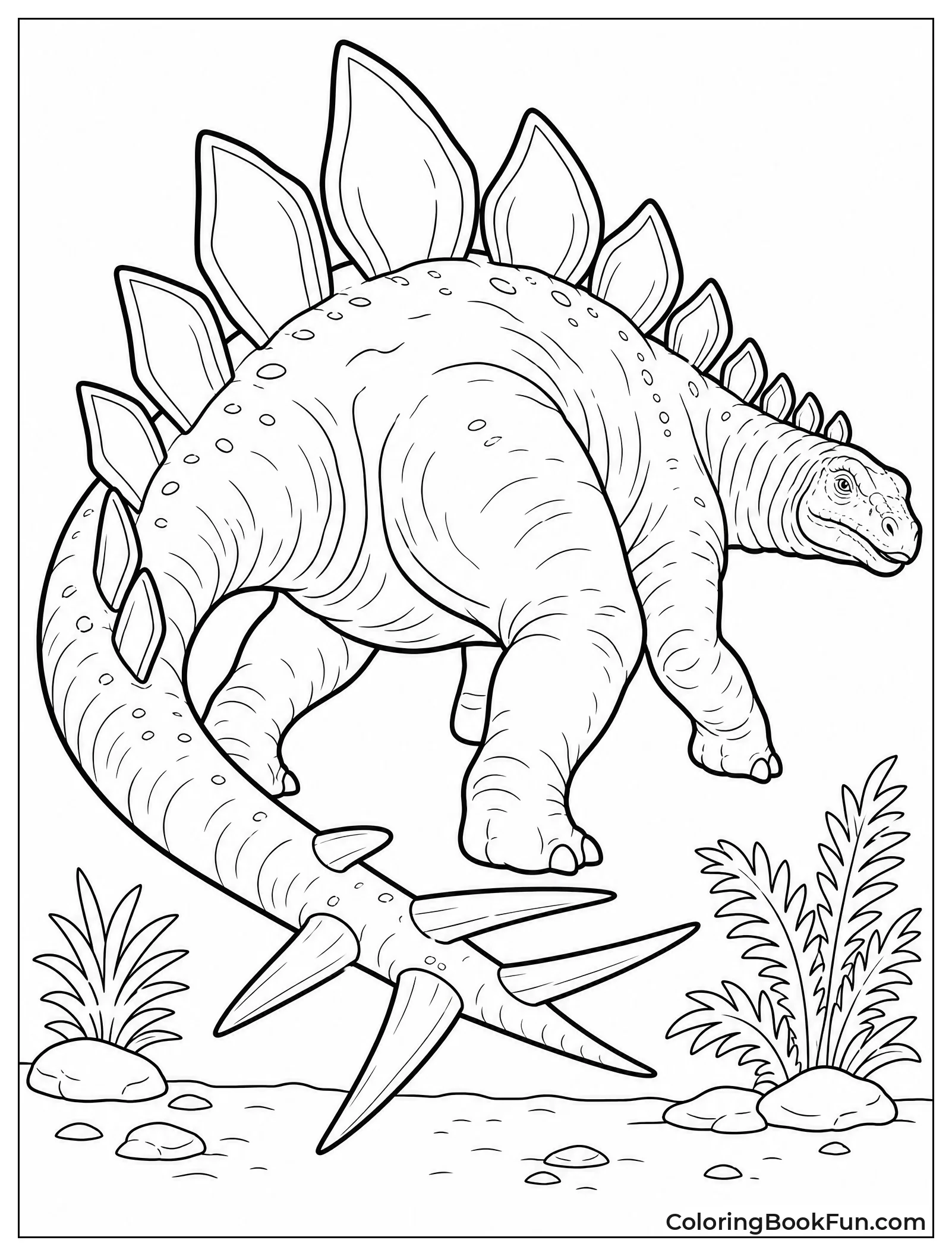 Stegosaurus Swinging Its Spiked Tail