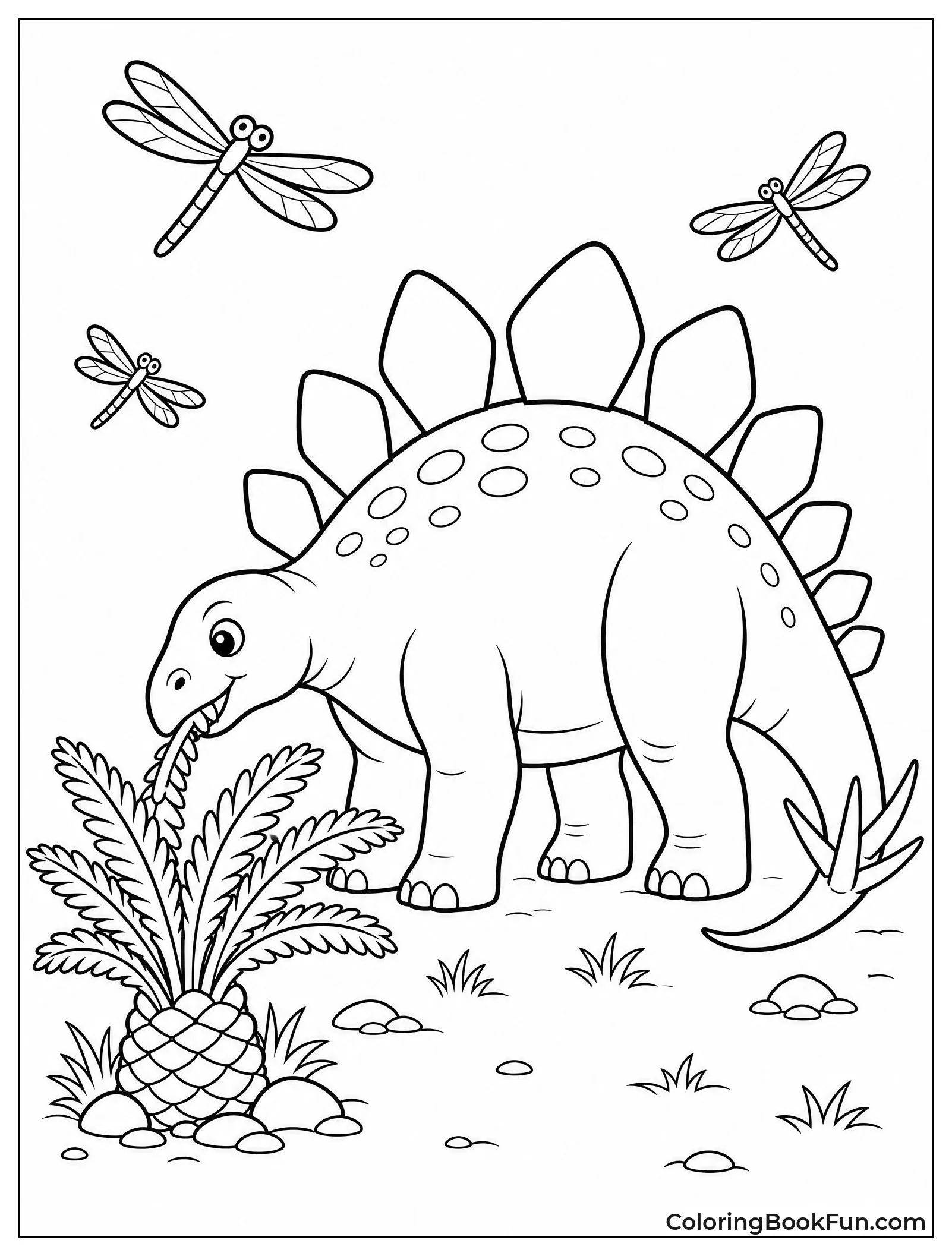 Stegosaurus Eating Leaves off Plant
