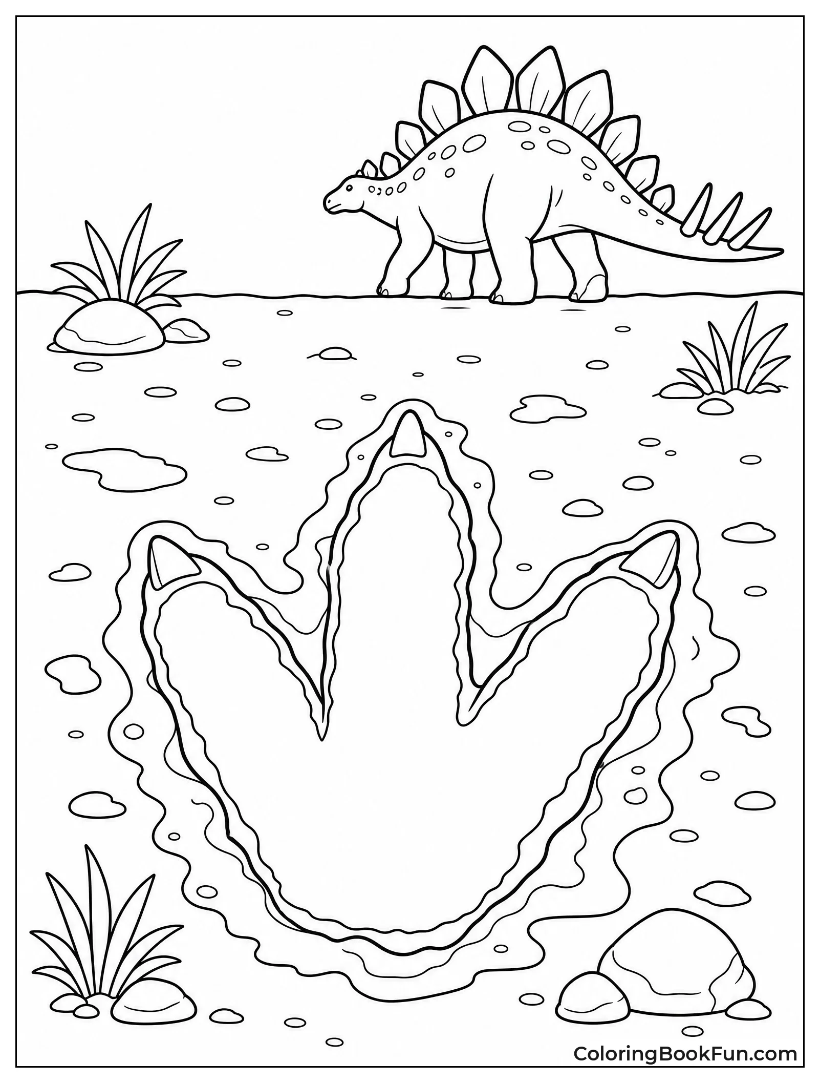 Large Footprint with Stegosaurus Nearby