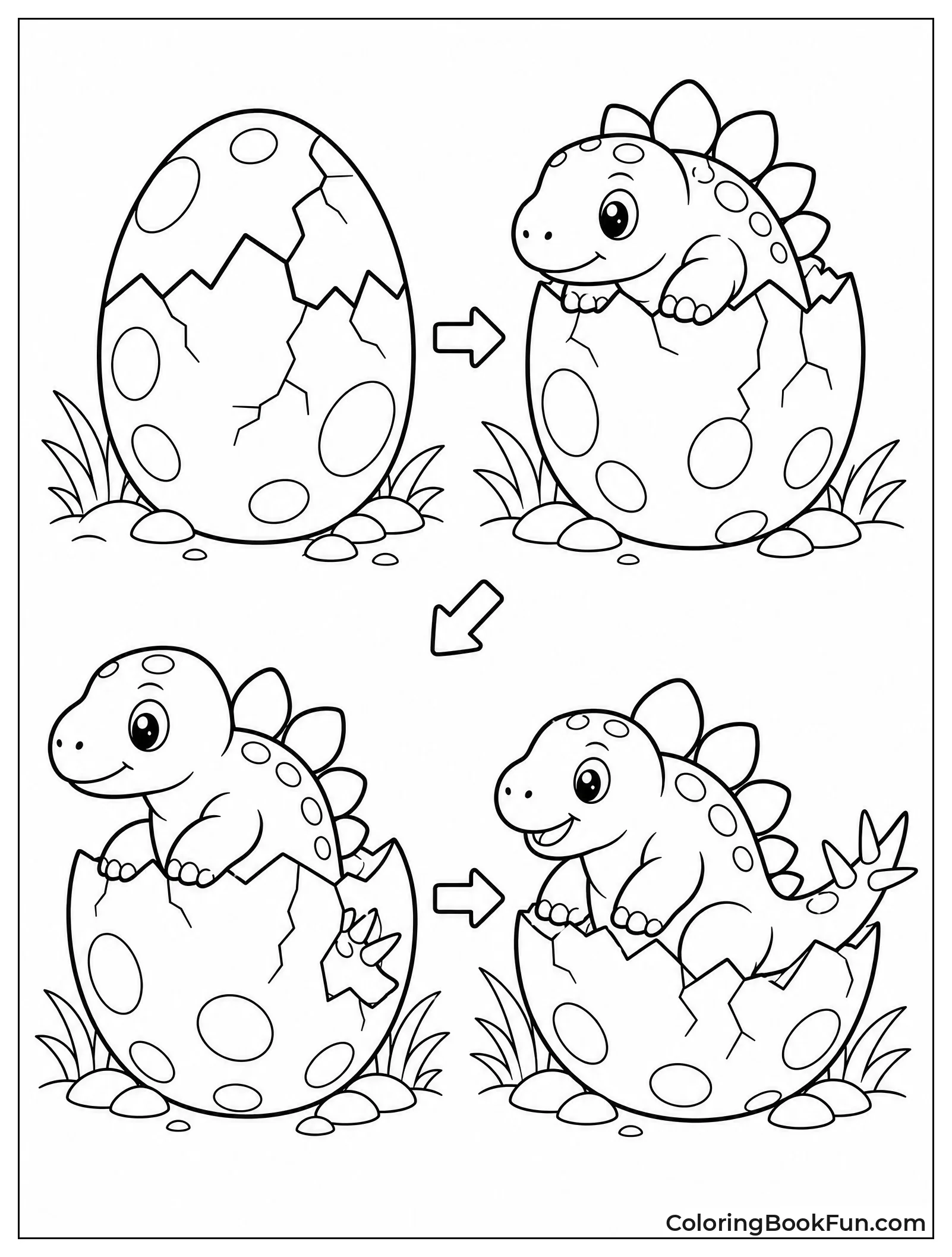 Baby Stegosaurus Hatching from Egg