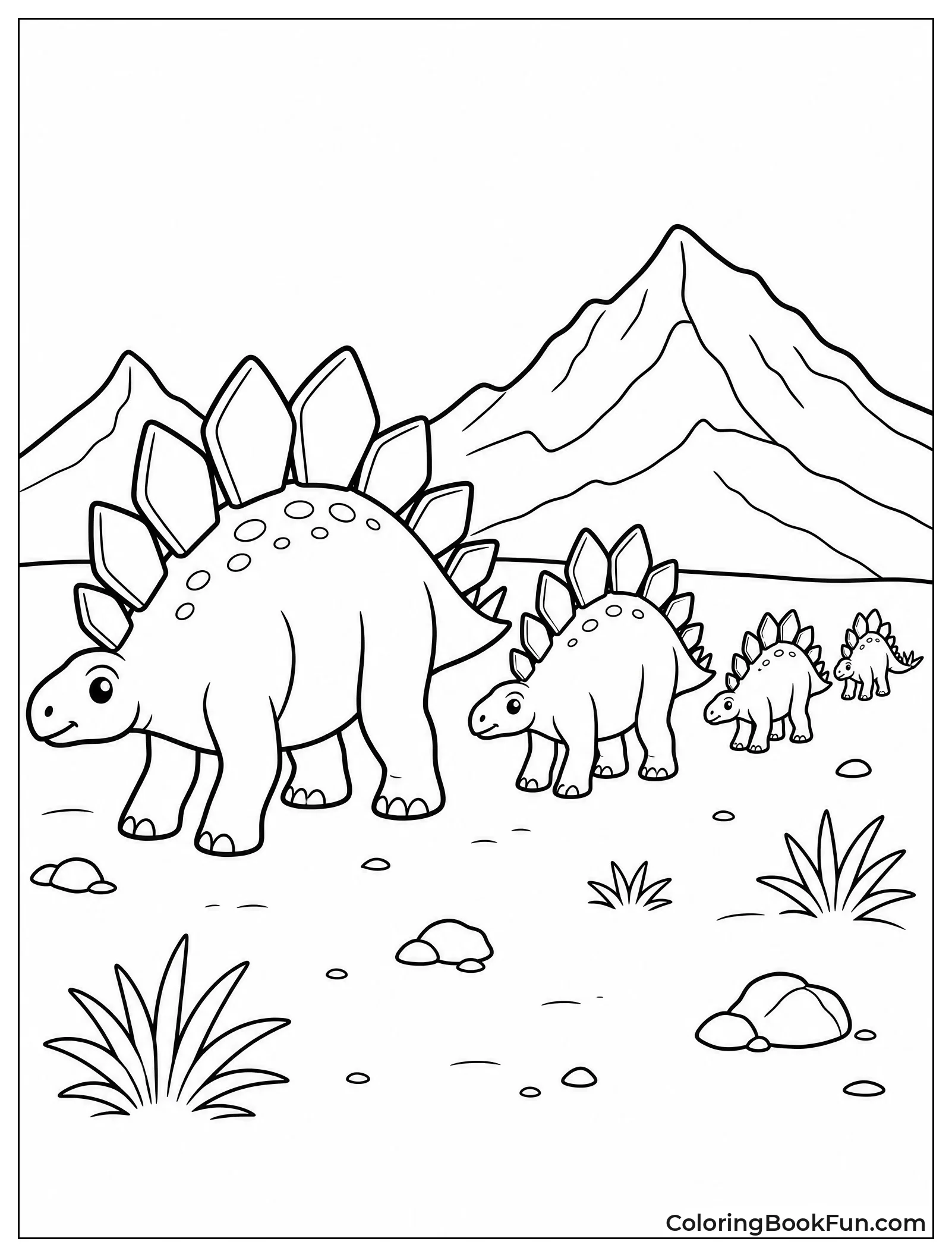 Line of Stegosauruses on Migration