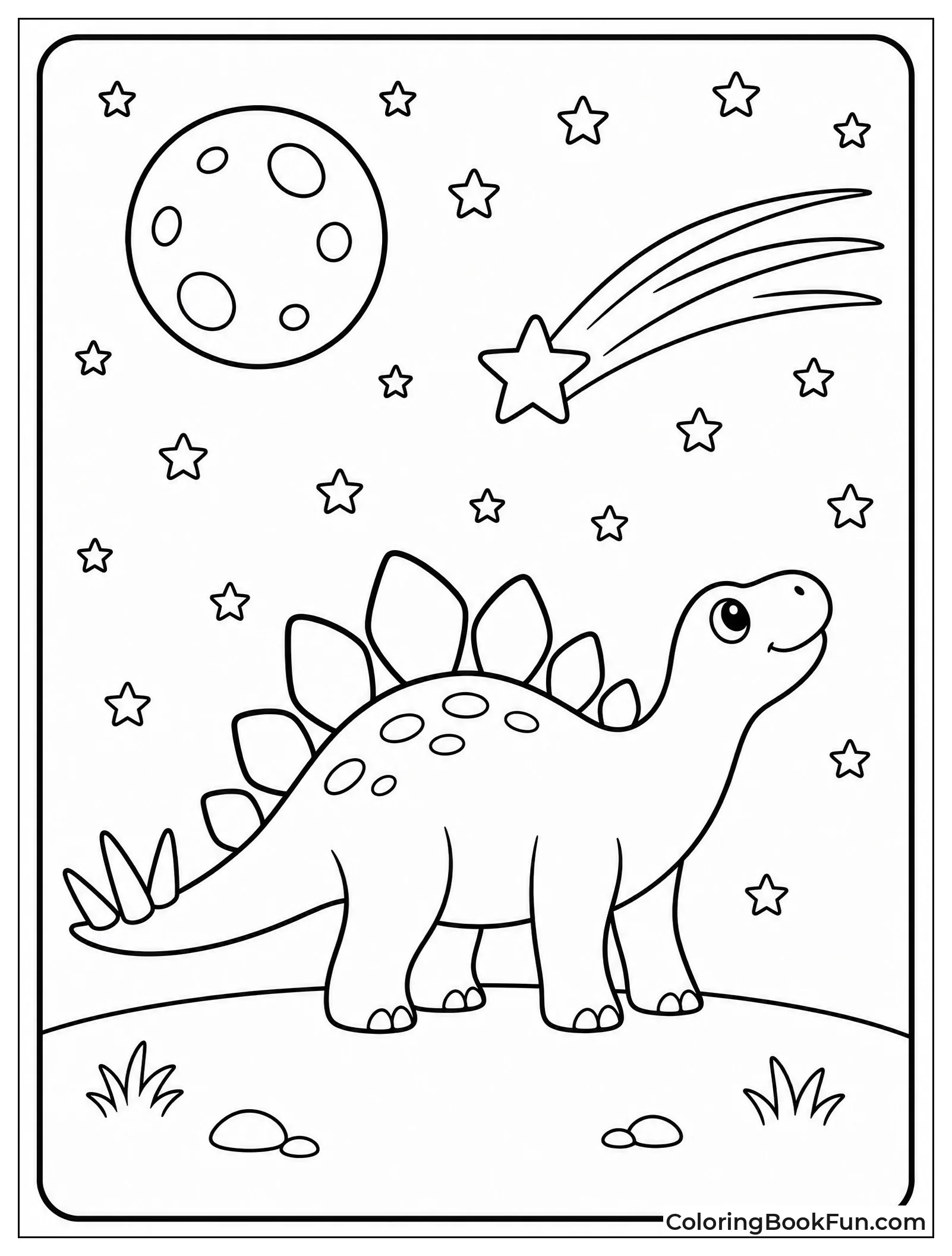 Stegosaurus Staring at Night Sky