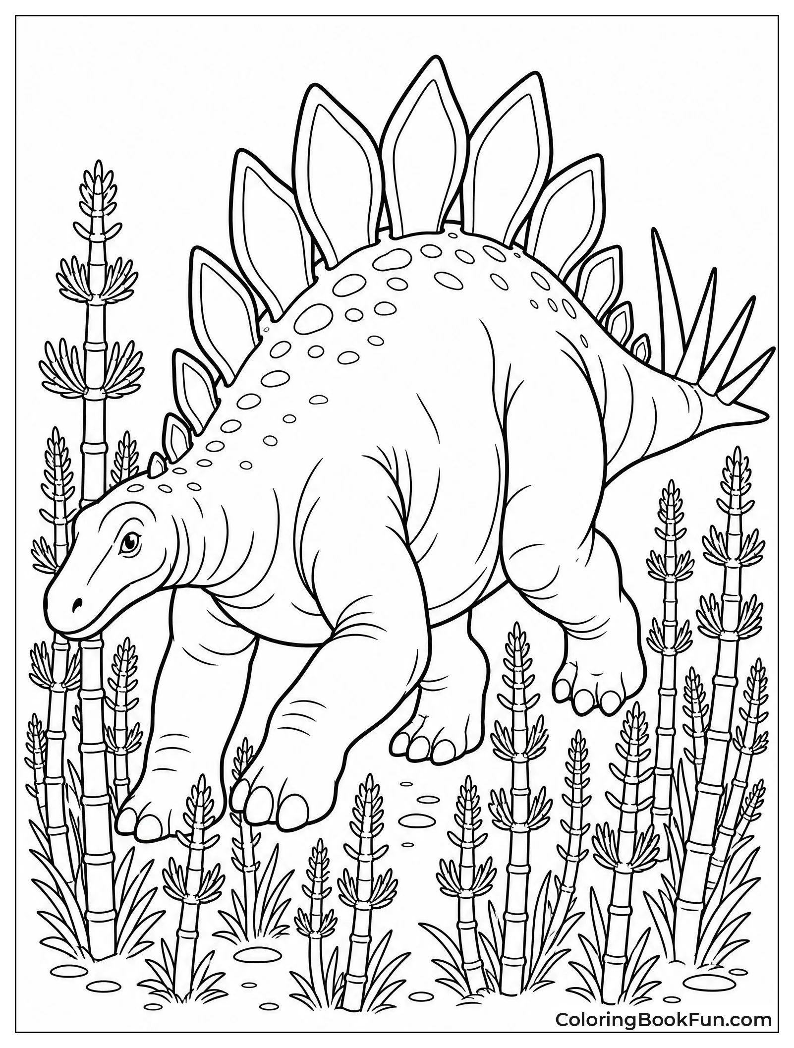 Stegosaurus Running Through Tall Plants