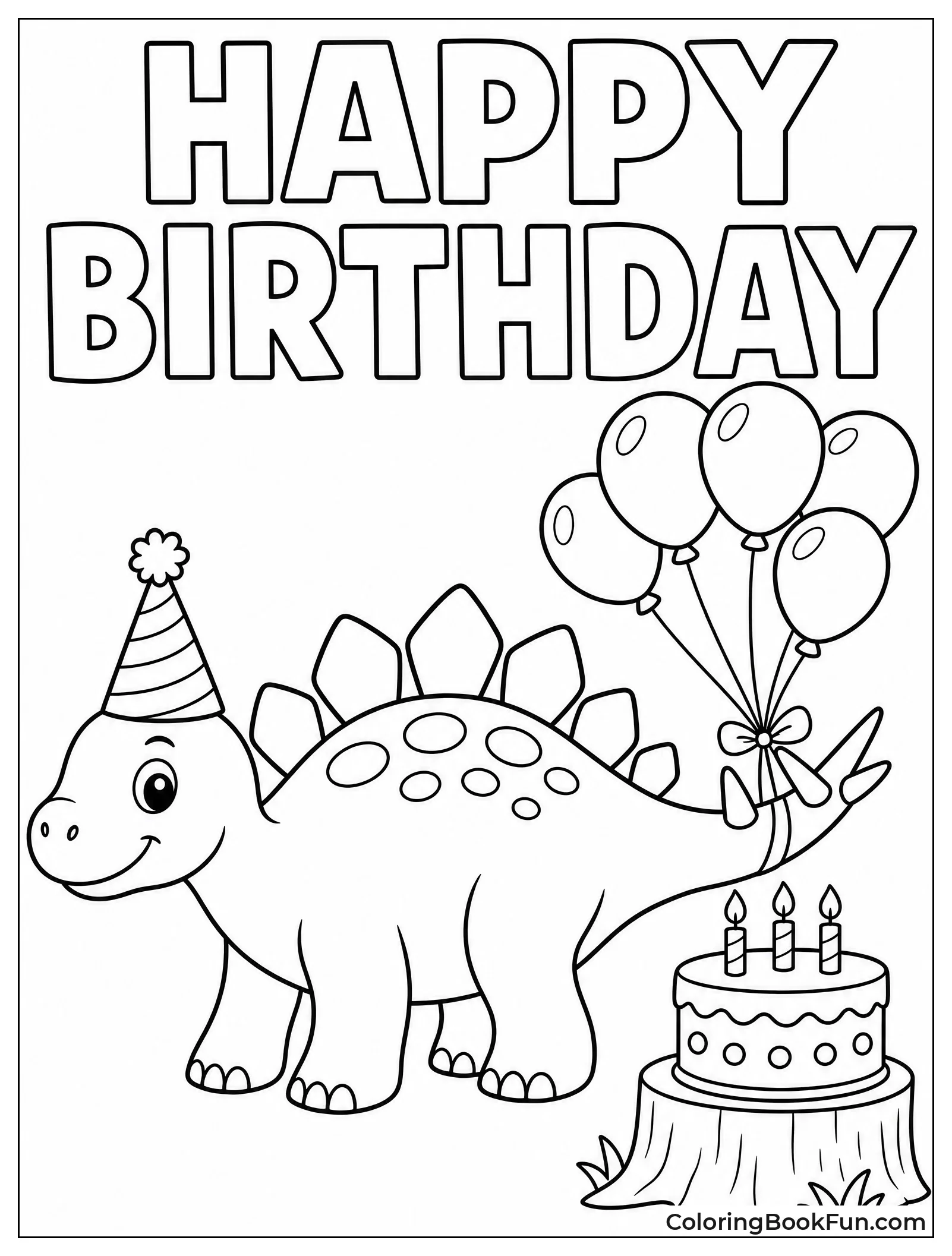 Stegosaurus Wearing a Party Hat