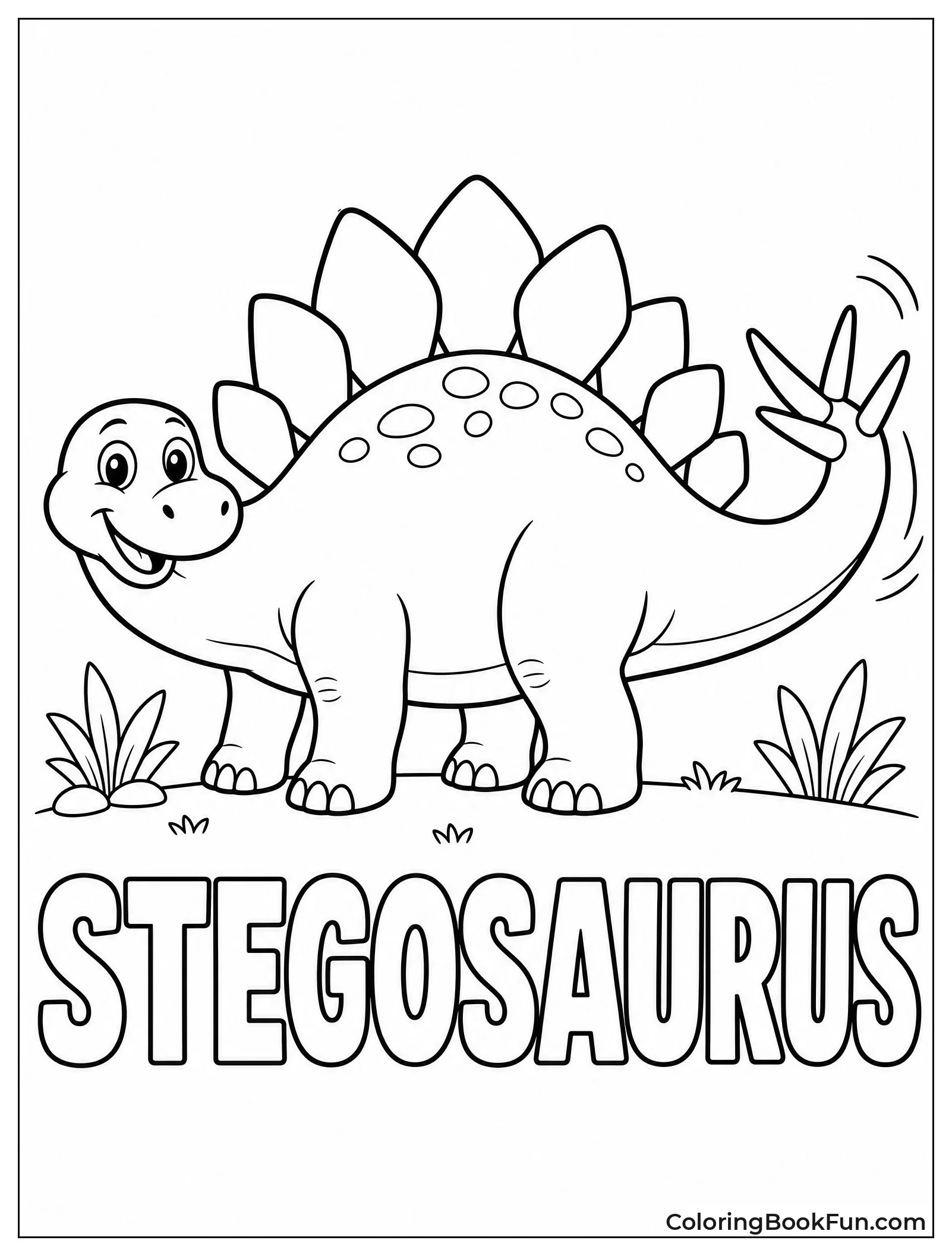 Friendly Stegosaurus with Text Space