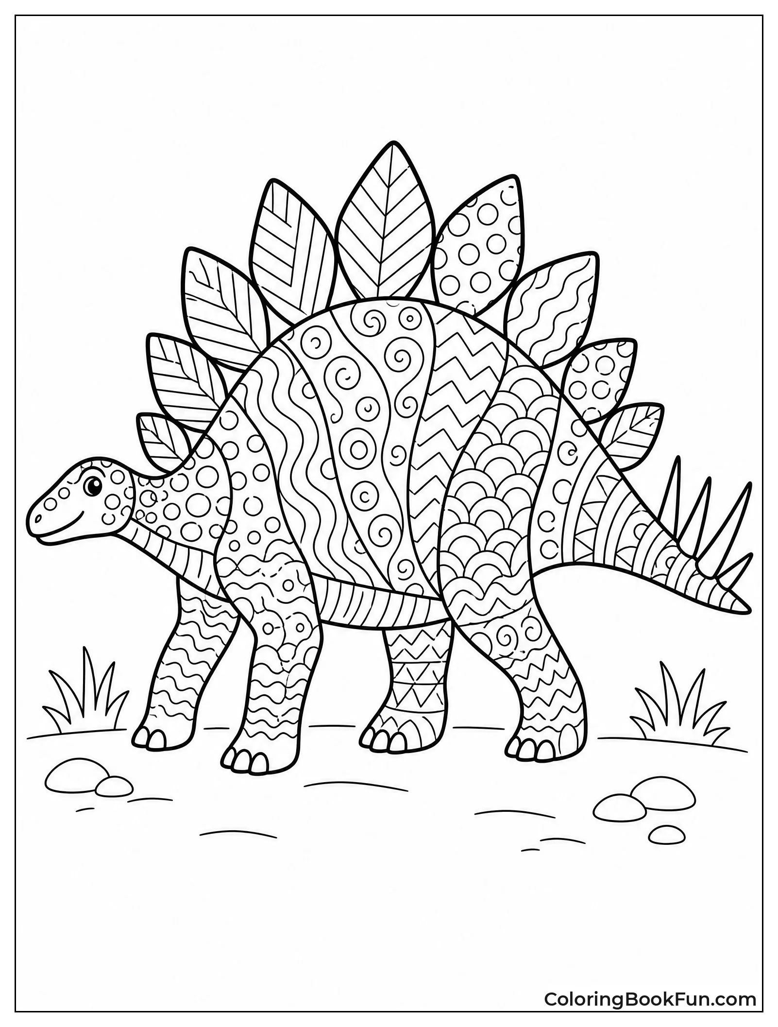 Stegosaurus Covered in Zentangle Patterns