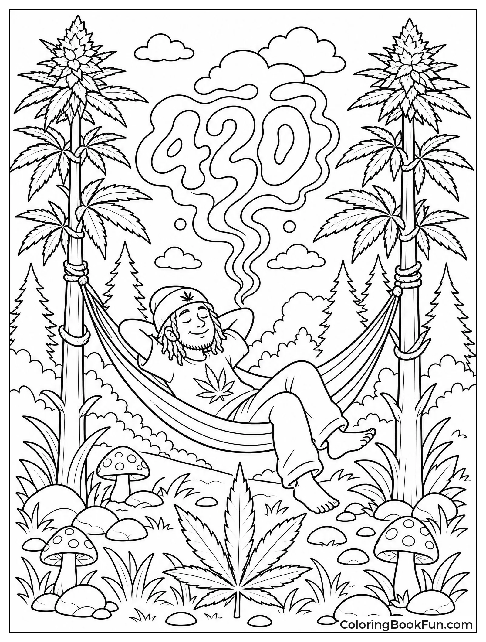 Hammock between Tall Plants