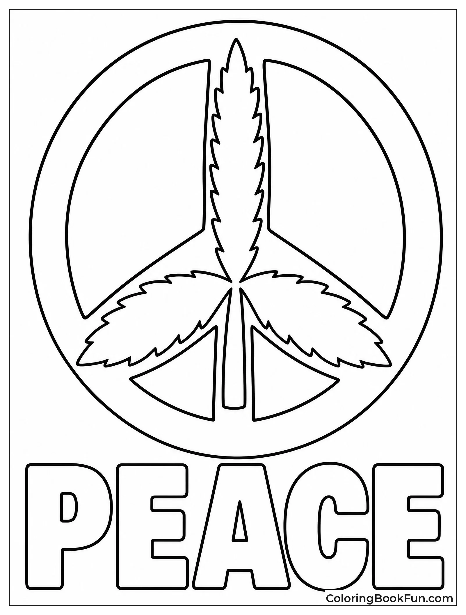 Peace Sign Made of Leaves