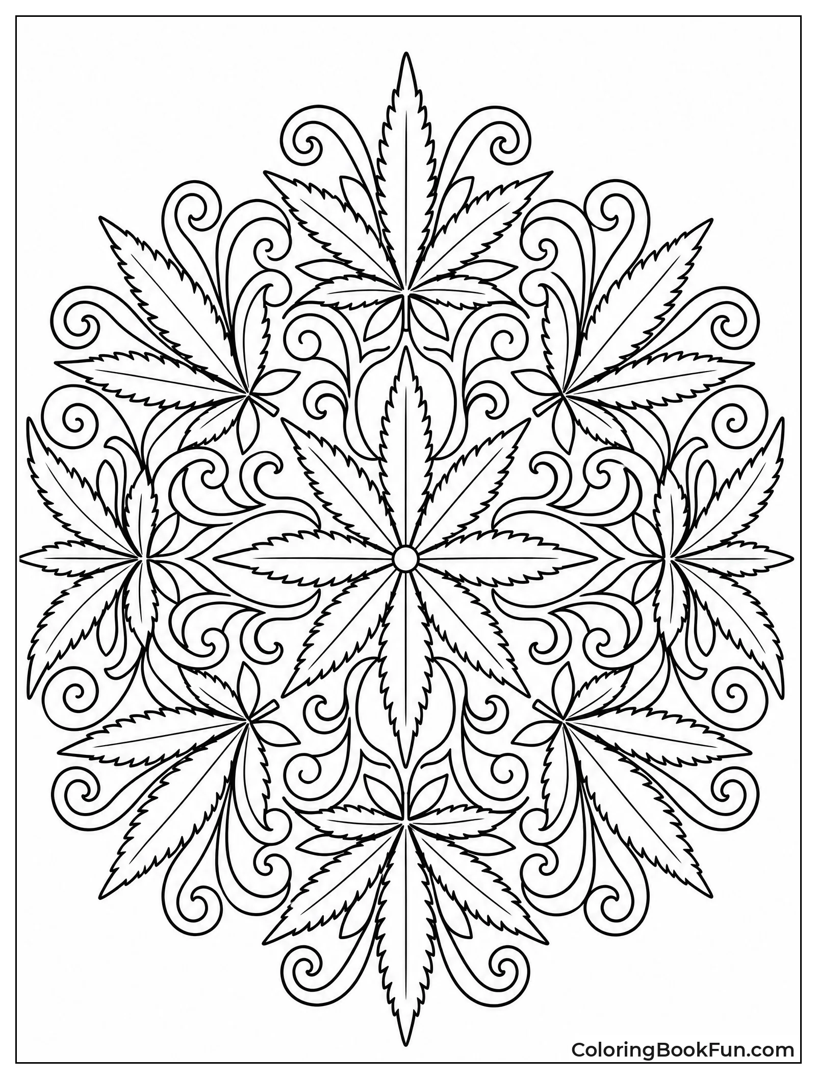 Mandala of Swirling Leaves