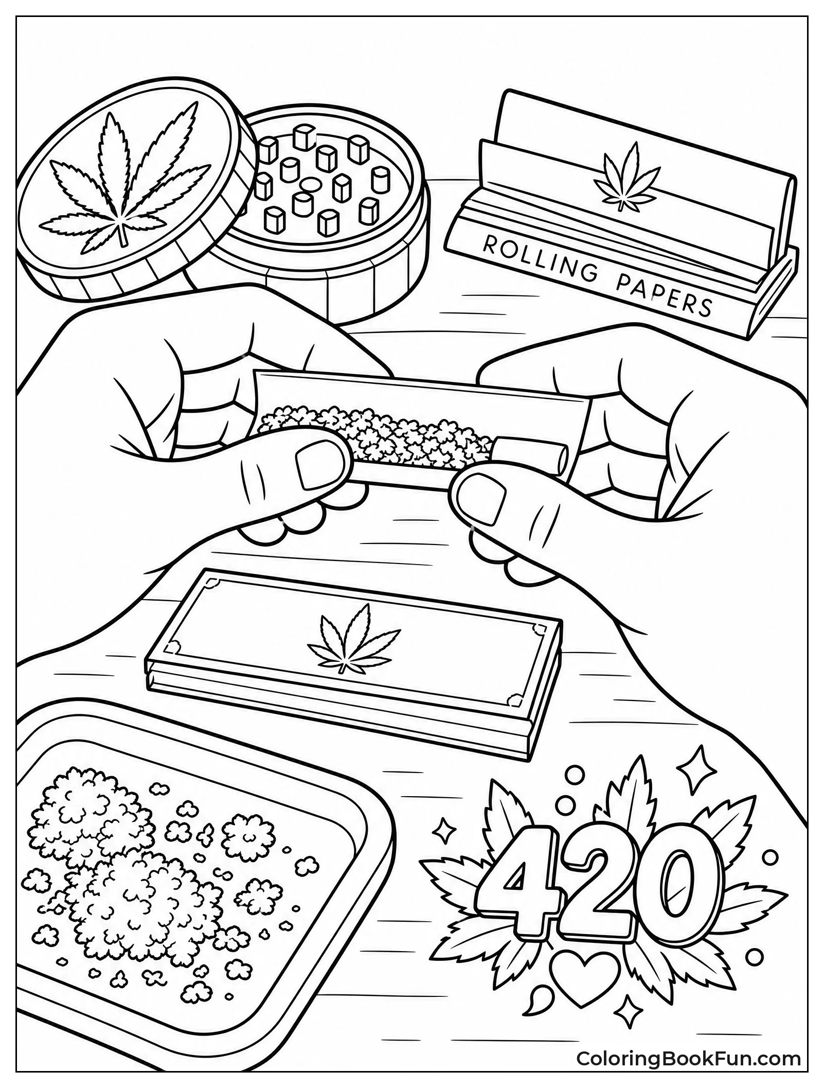 Hands Rolling a Joint on Table