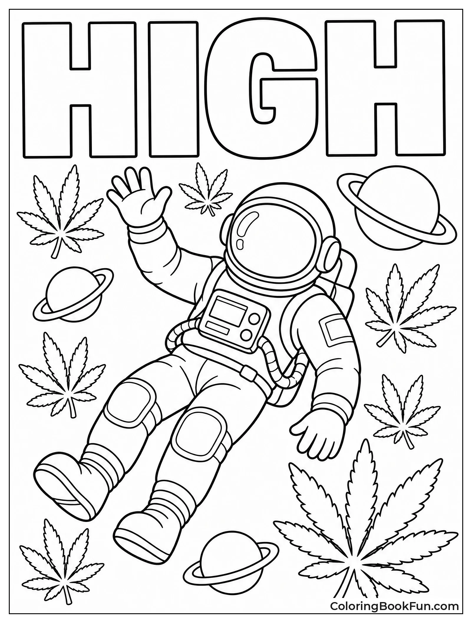 Astronaut Floating with Leaves