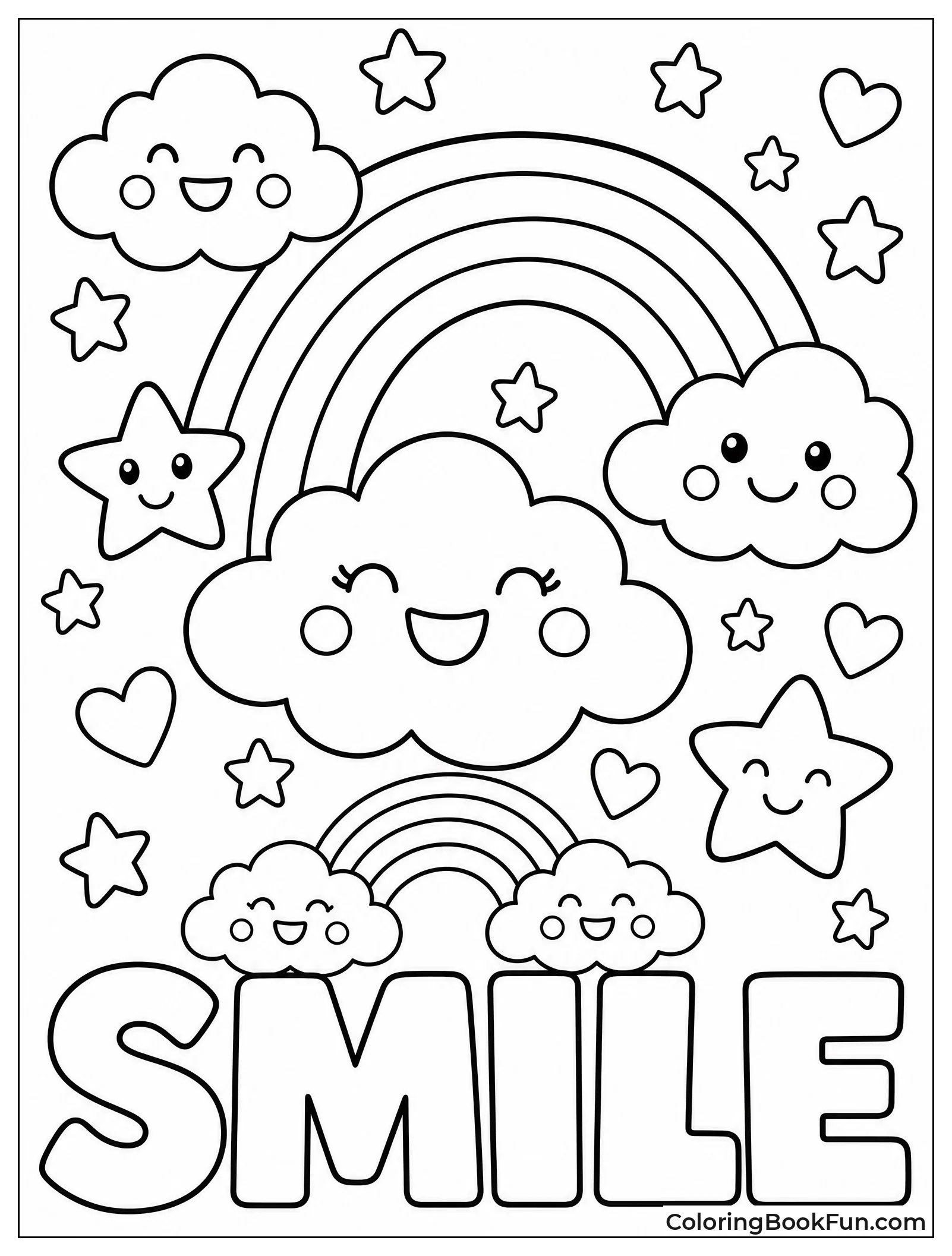 Happy Clouds Drift with Rainbows