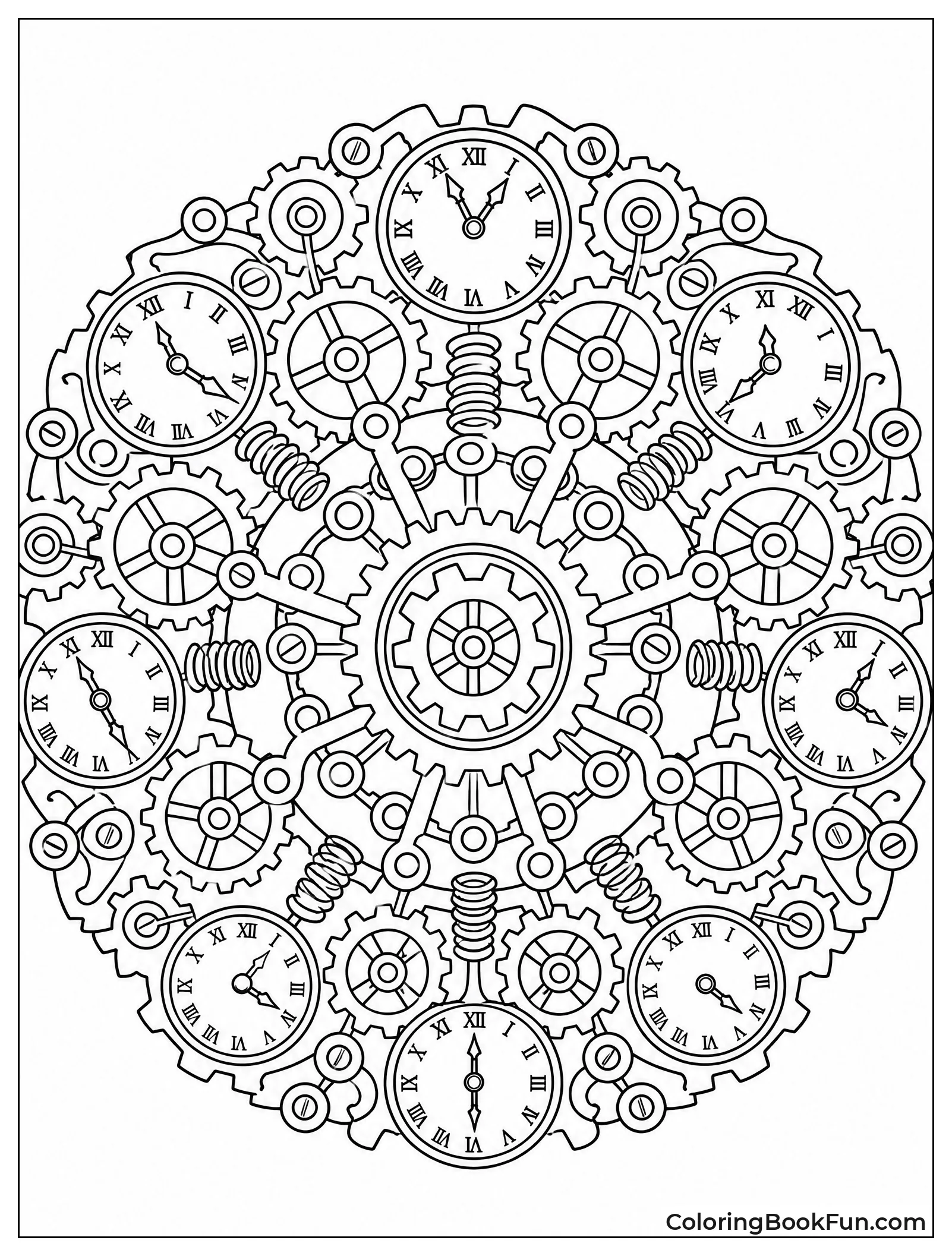 Gears Form a Steampunk Mandala