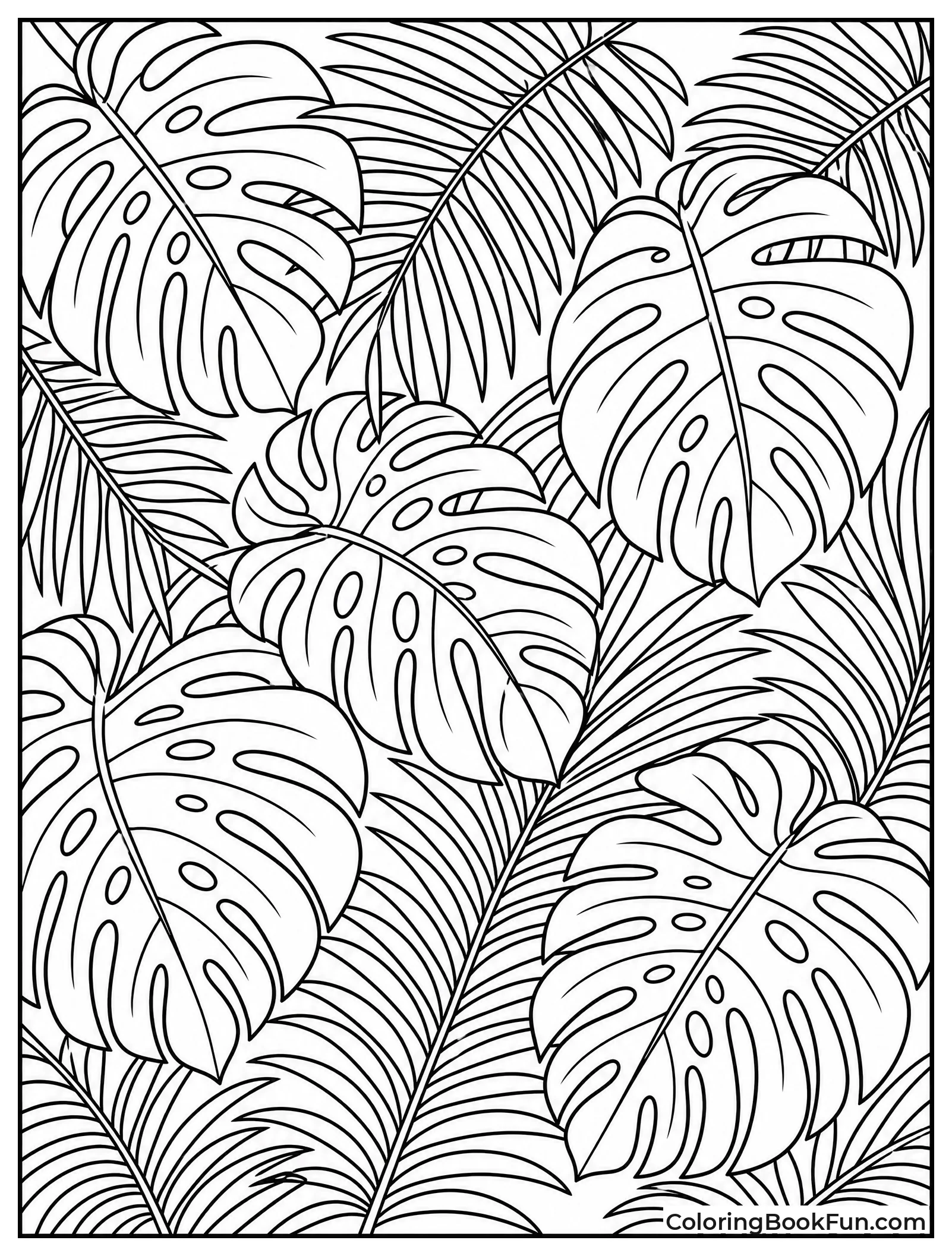 Overlapping Leaves Fill Jungle Night