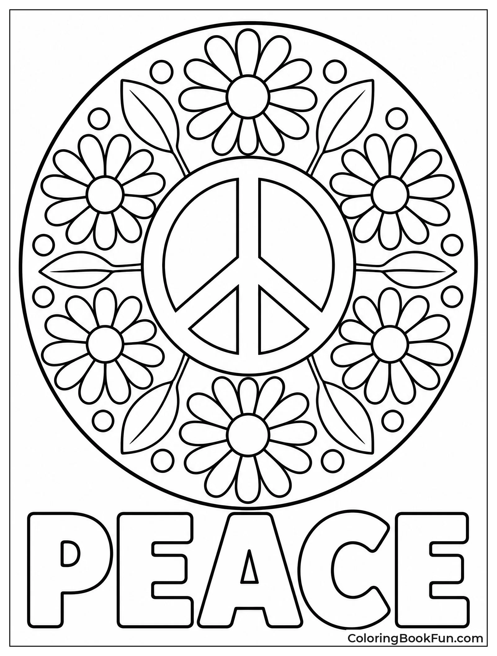 Peace Sign Sits with Daisies