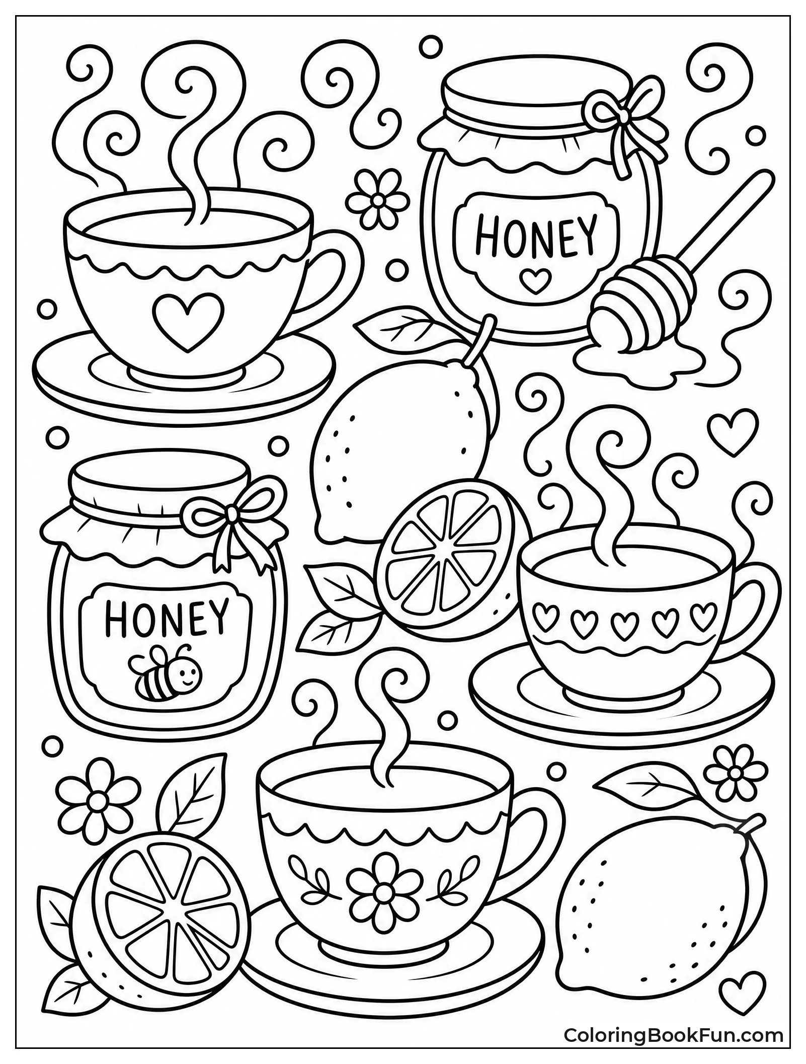 Steaming Teacups Sit with Lemons