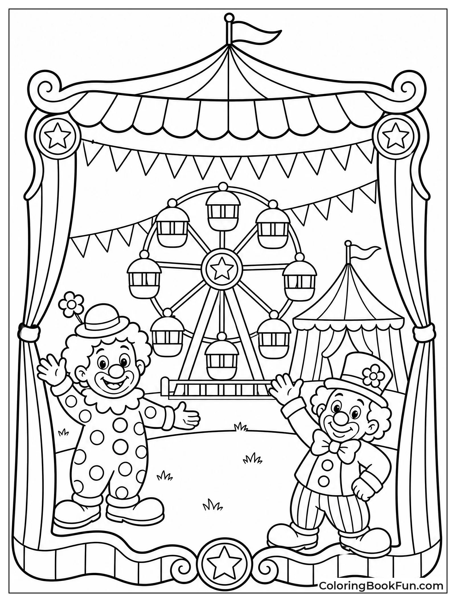 Striped Tent Border with Flags