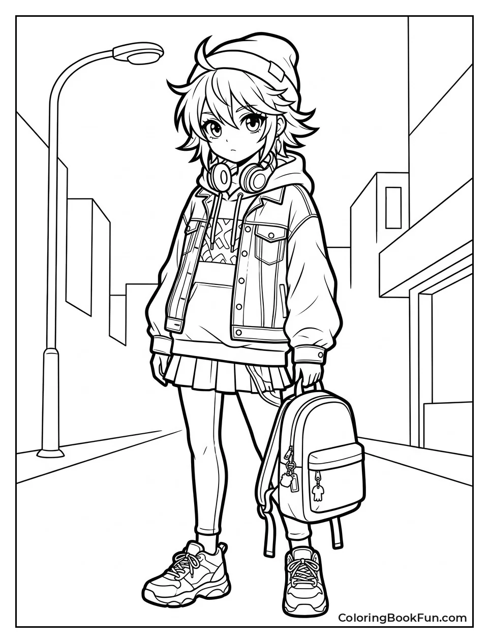 Trendy Girl in Street Fashion