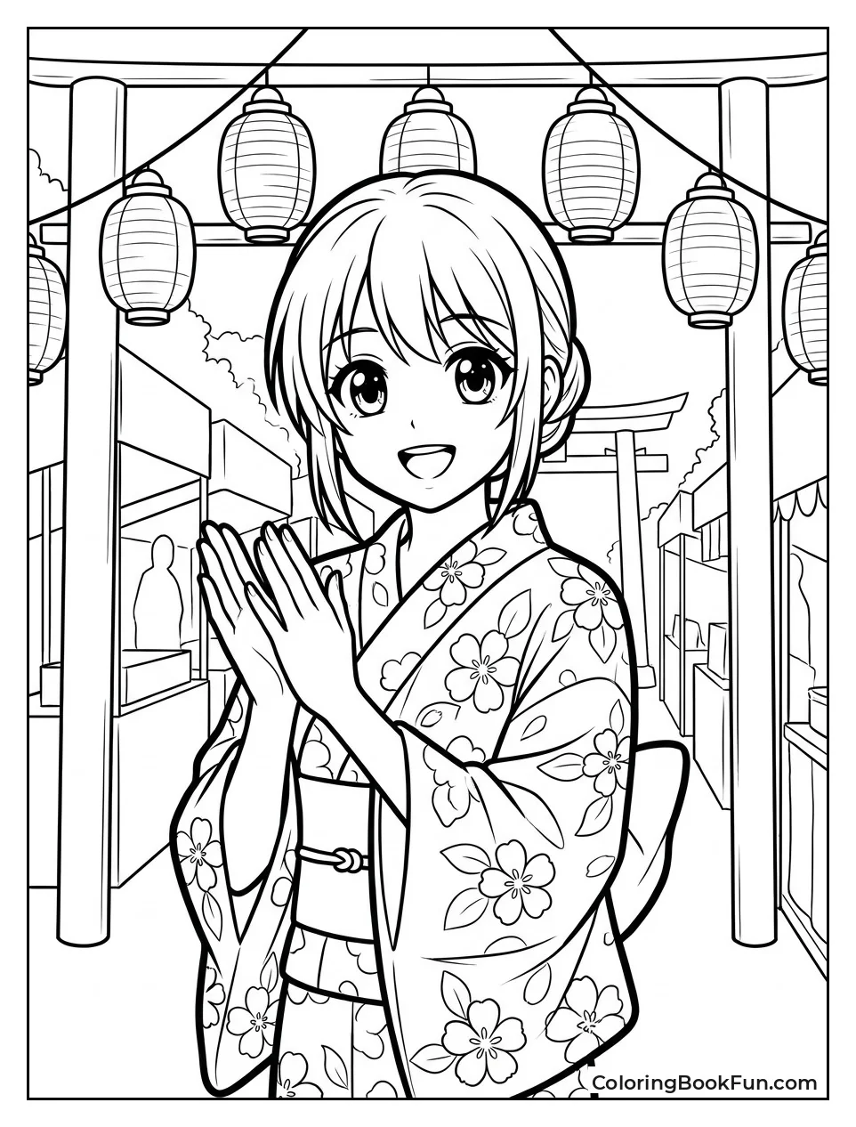 Girl in Yukata at Festival