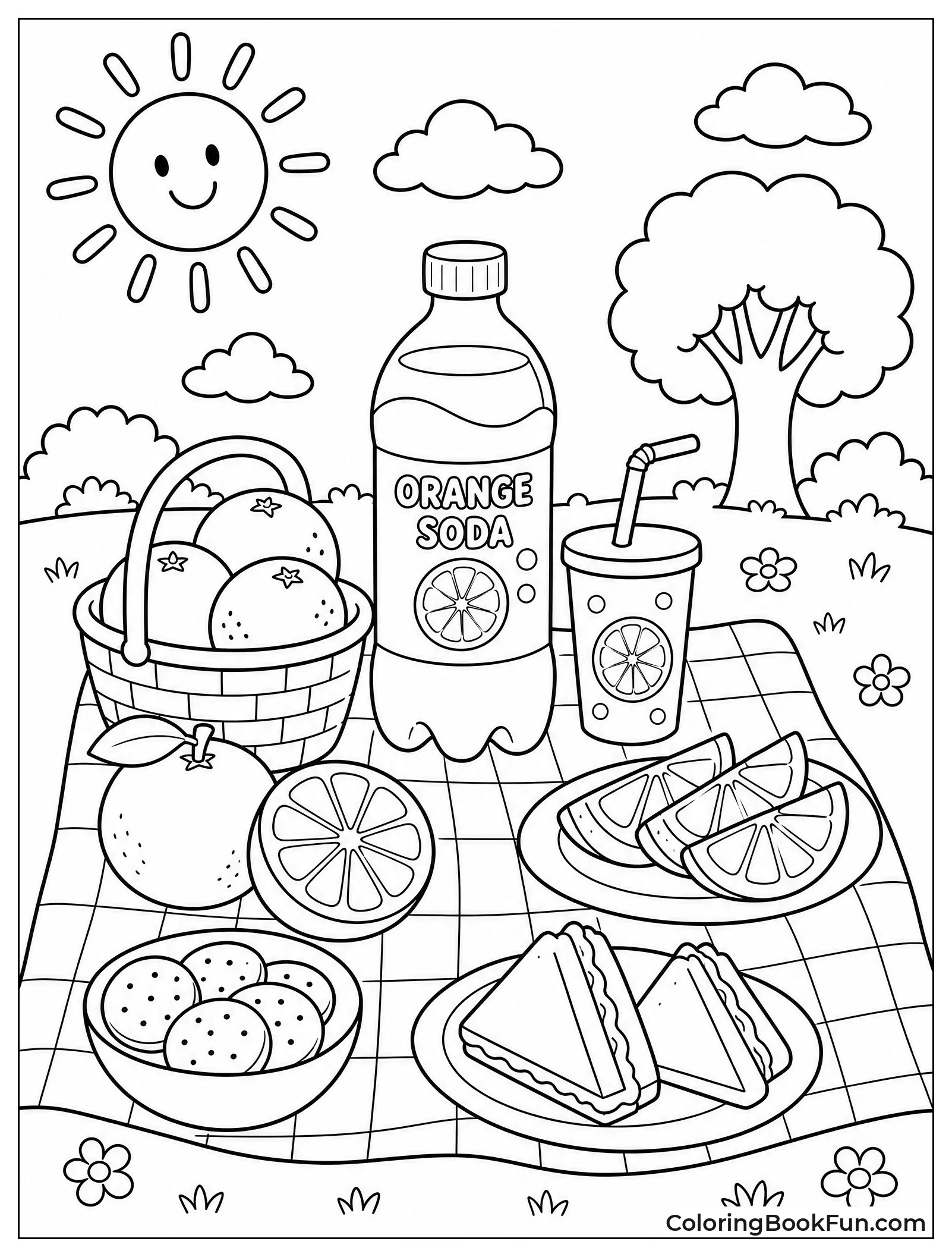 Picnic Blanket with Orange Snacks