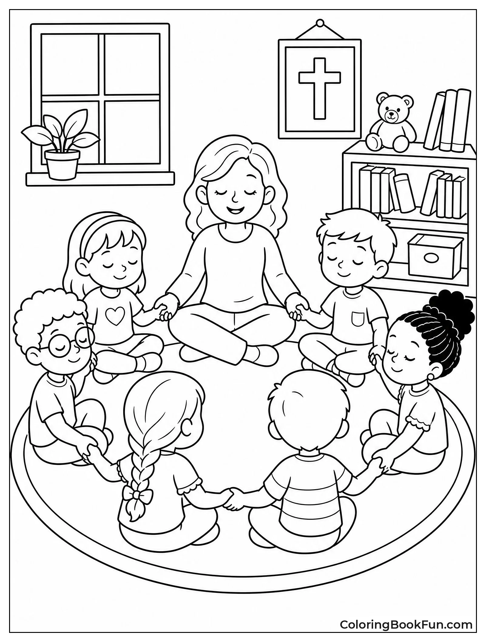 Kids Holding Hands in Prayer Circle