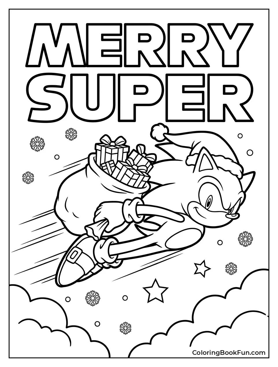 Super Sonic Delivers Presents in Santa Hat