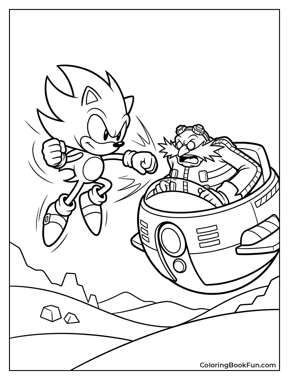 Super Sonic Charges at Dr Eggman